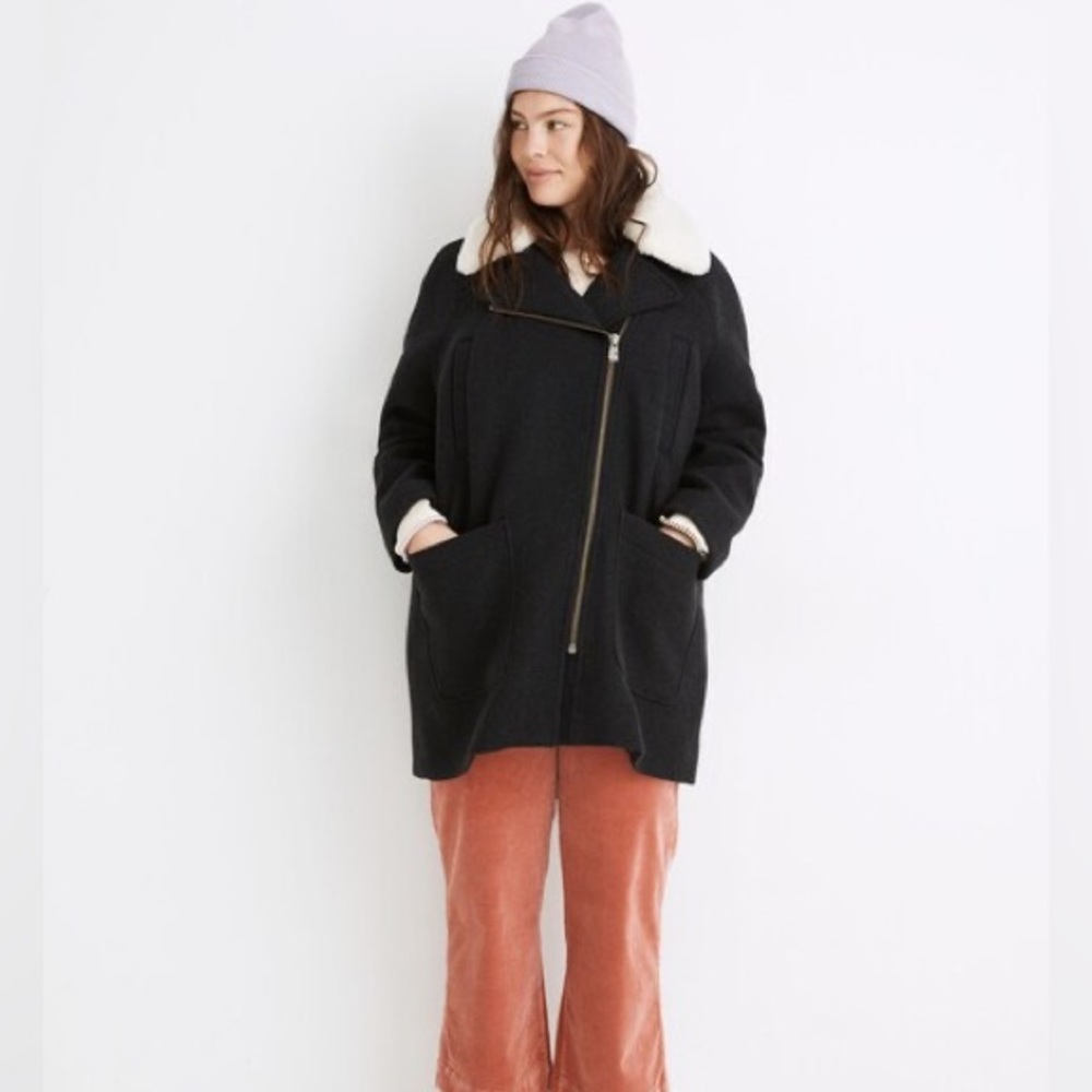 DISCONTINUED Madewell Olive Coat with Cream Collar